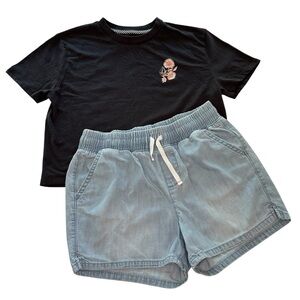 Volcom Graphic Tee & Cat & Jack Chambray Shorts Girls Size Large (10/12)
